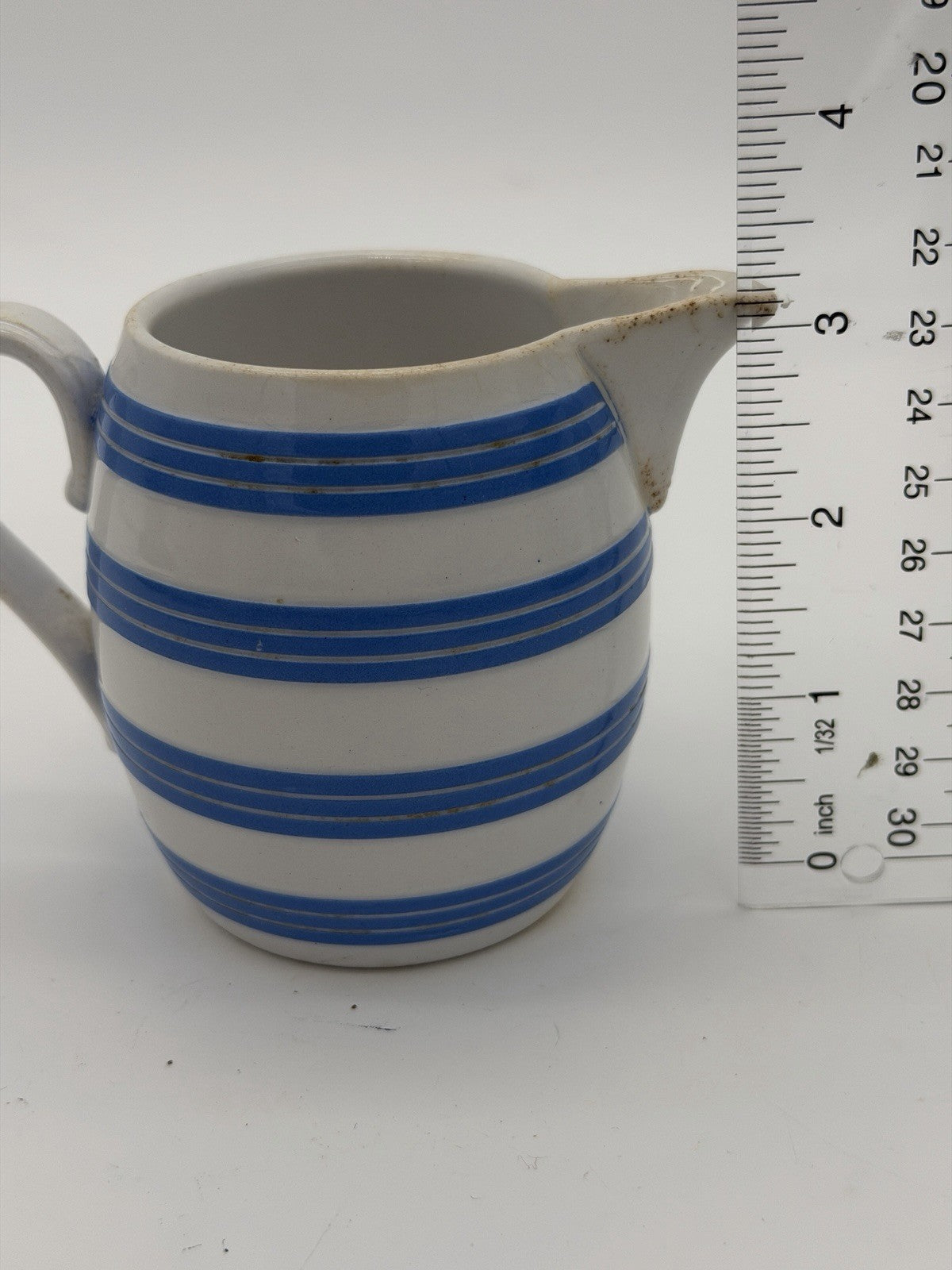 Vintage Villeroy & Boch Dresden Porcelain Saxony Blue Striped HG #7 Pitcher