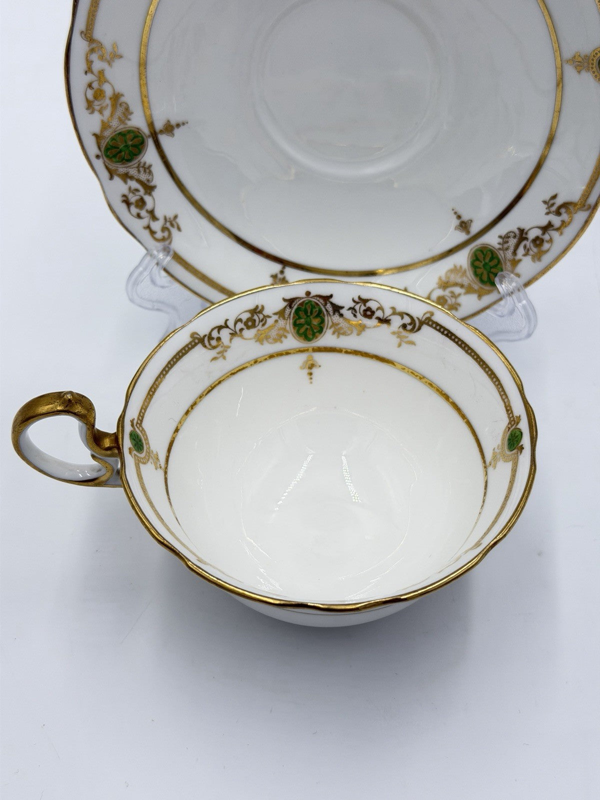 Rare Vintage Aynsley Porcelain England Tea Cup & Saucer Painted Gold Gilt Set