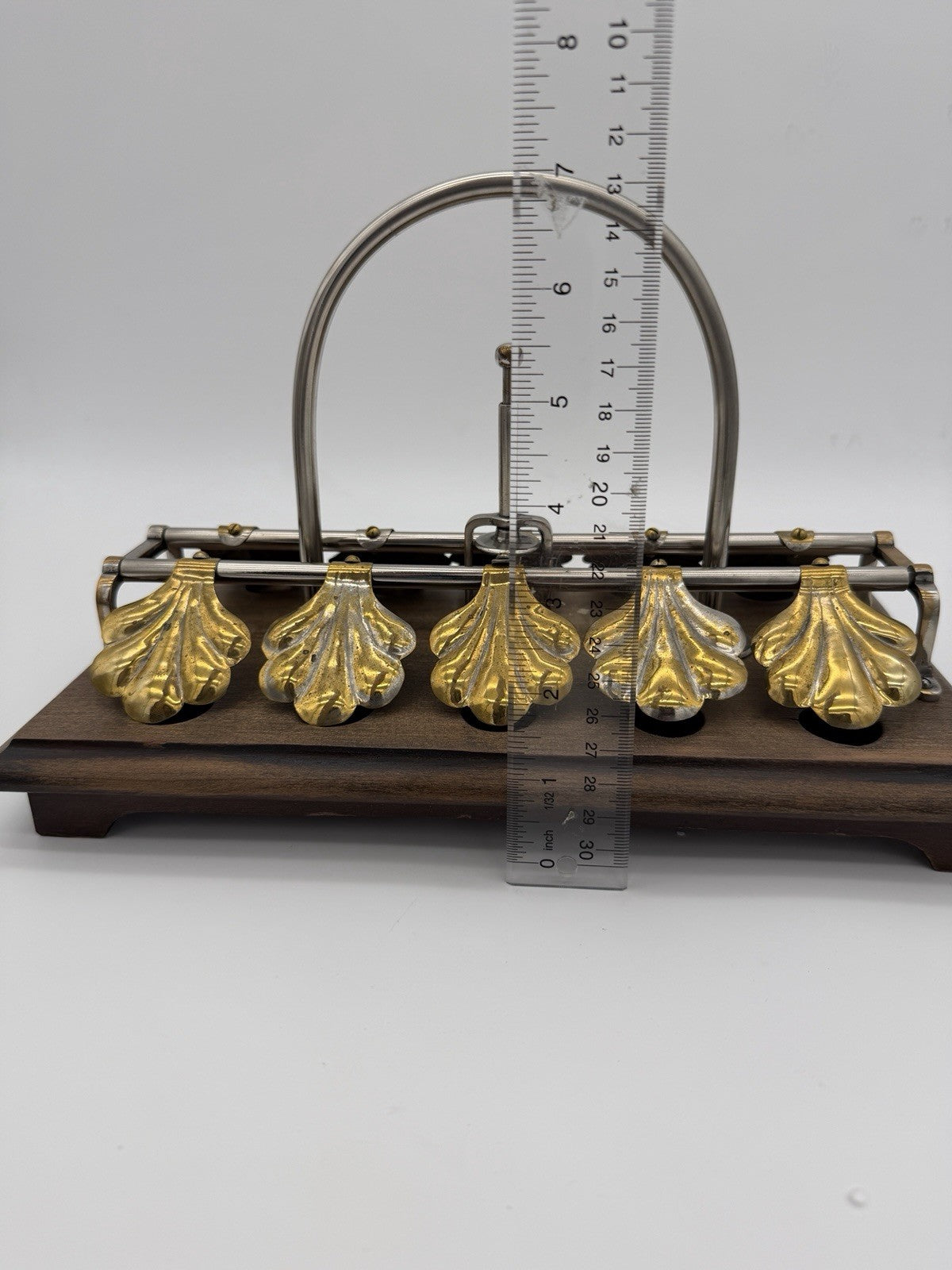 Antique English egg boiling rack & breakfast server Ginkgo Leaf Spring Clips