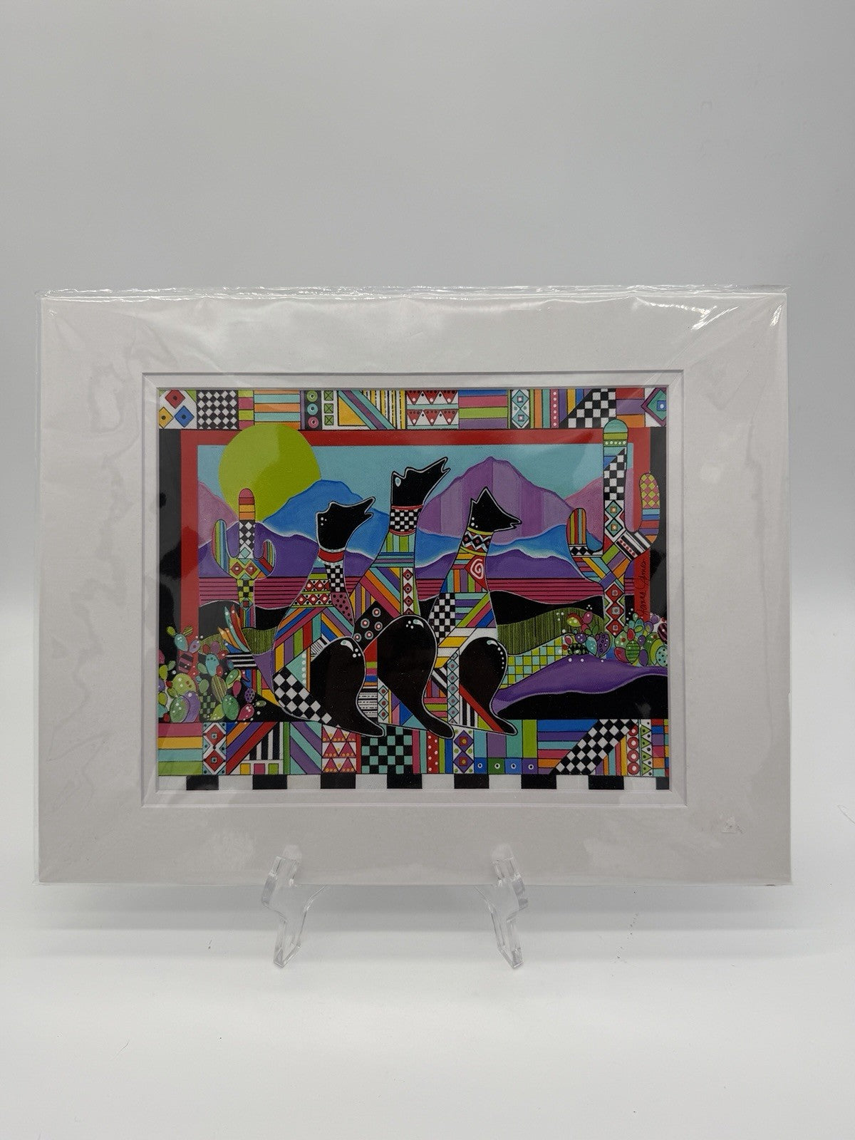 Jonna James Fine Art Desert Dawgs Archival Print Matted 10x7 Signed Vintage