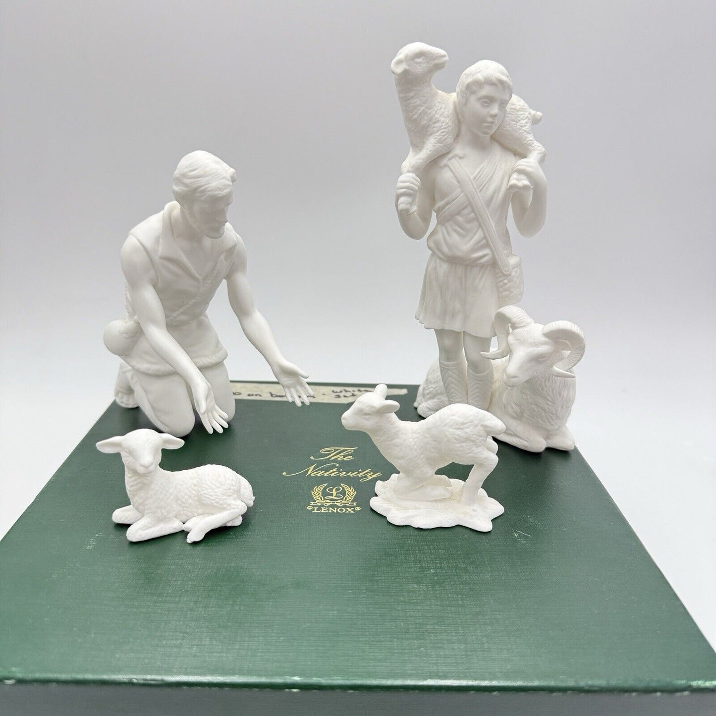 Lenox The Nativity White Bisque Porcelain Shepherds Figurines 4 PCs Box