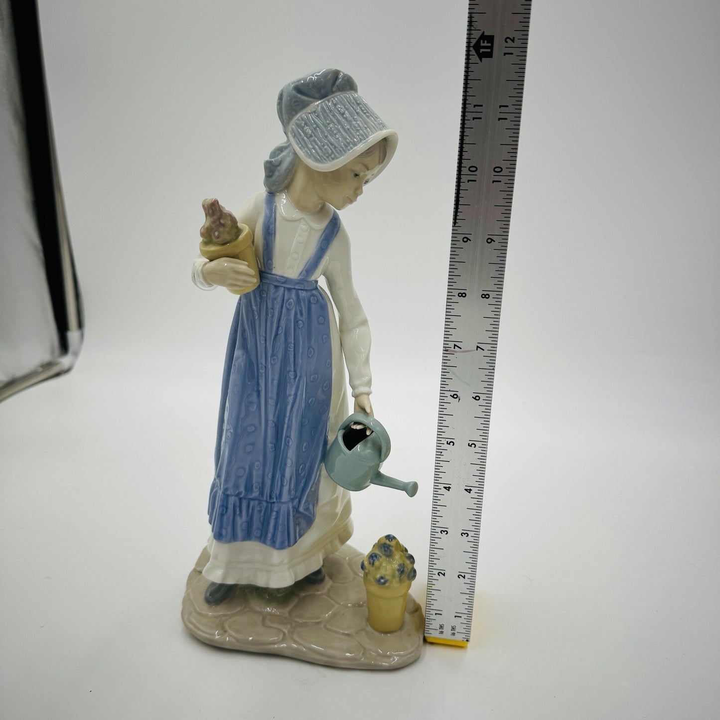 NAO by Lladro Spain Porcelain Figurine Girl W/ Watering Can Flower Large 12in