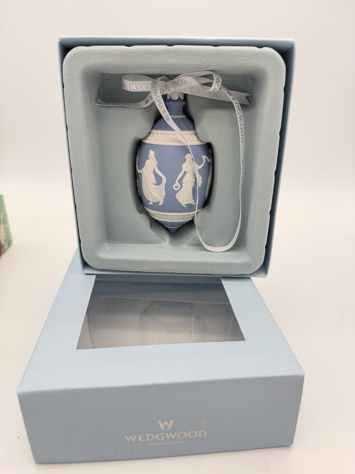 Wedgwood Jasperware Dancing Hours Blue/white Christmas Ornament
