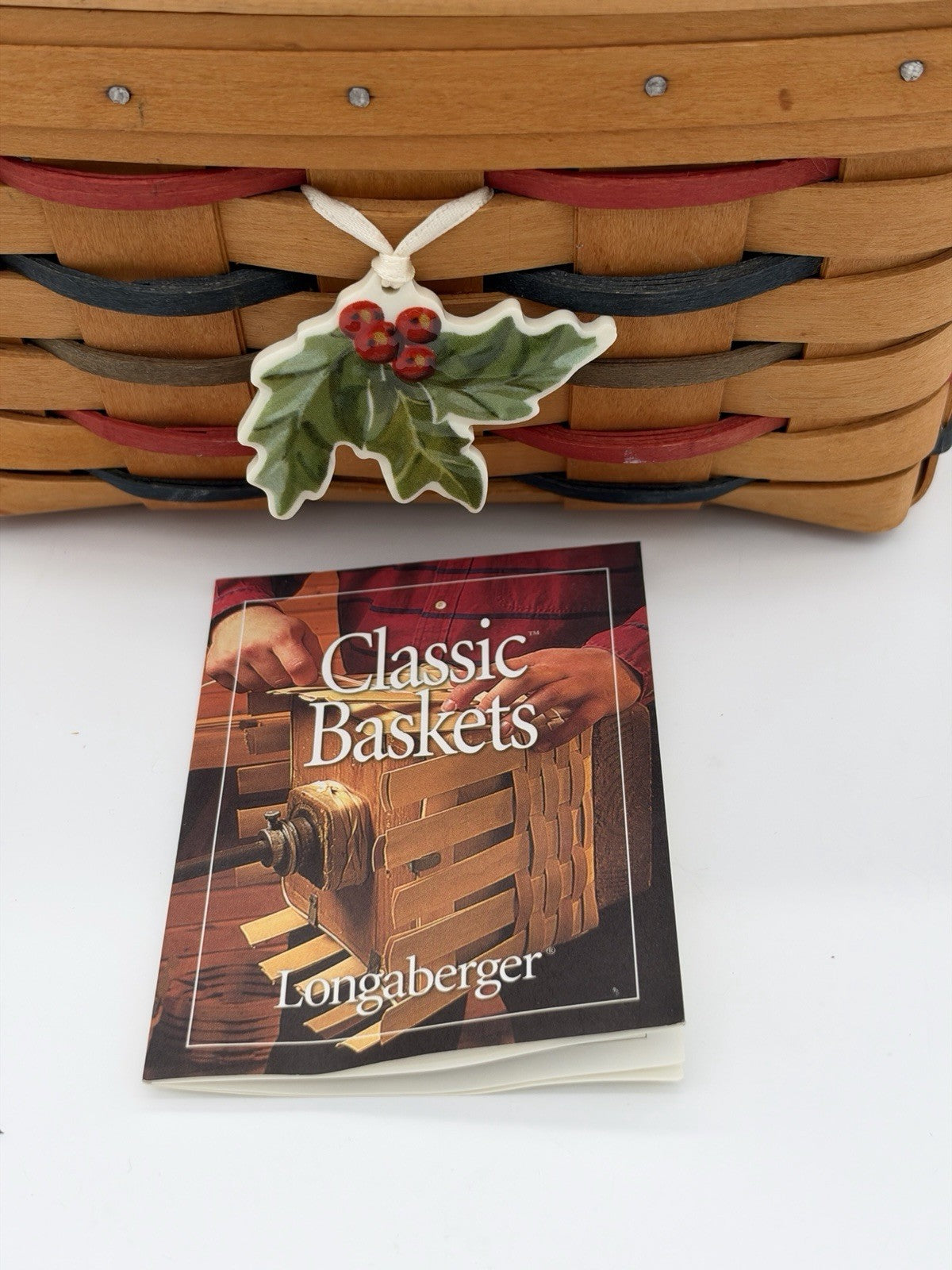 Vintage 2001 Longaberger Recipe Woven Basket w/Lid Liner Tie-on Christmas Rare