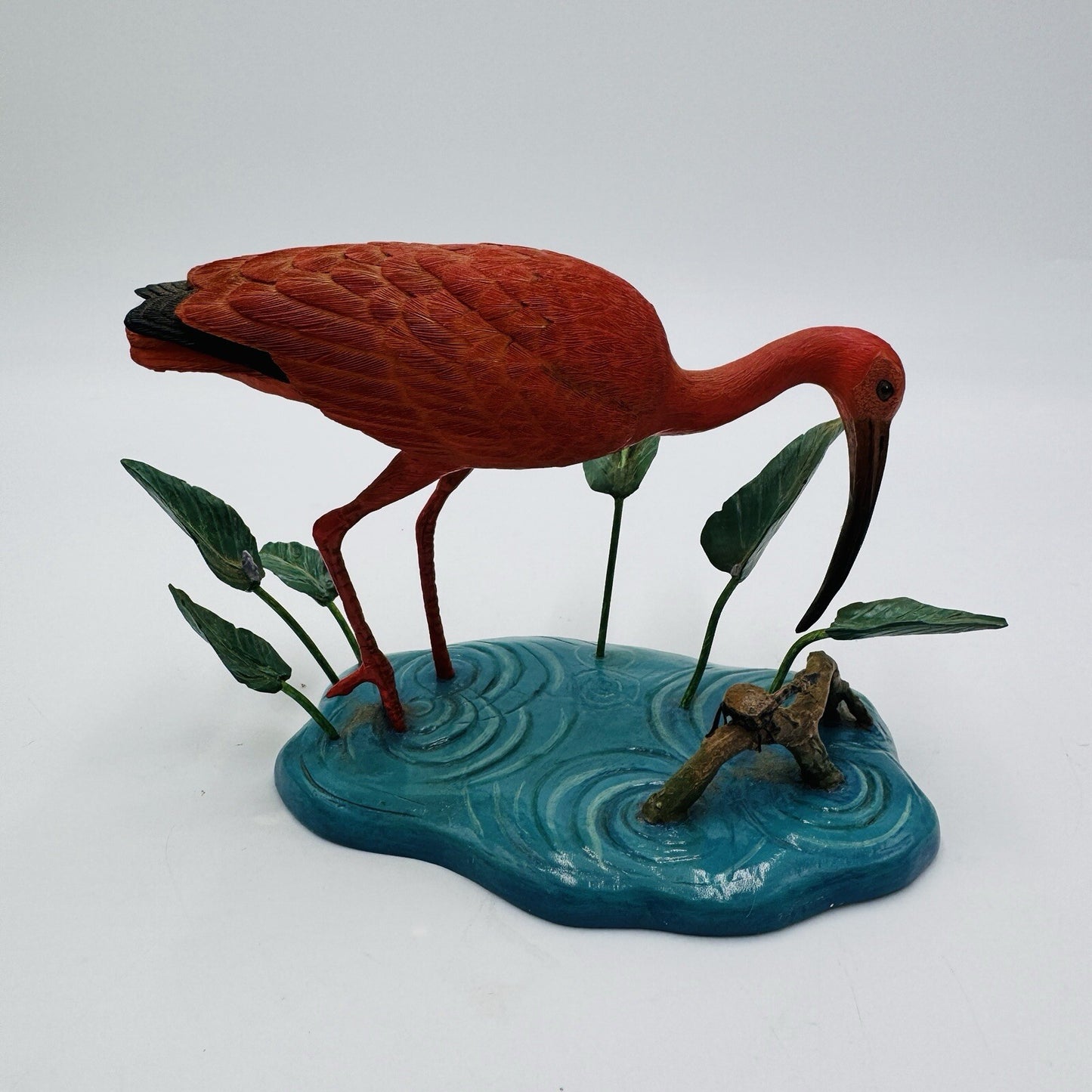 The Danbury Mint Scarlet Hunter Ibis Bird Figurine By Jeff Rechin 4” X 6” Nature