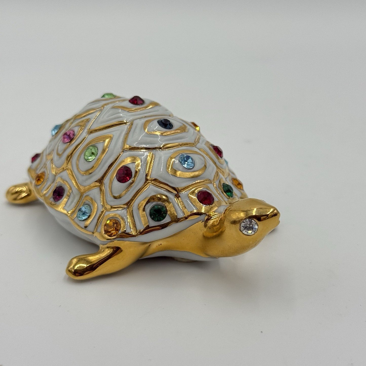 Capodimonte Italy  Turtle Figurine w/ Swarovski Crystals Polaris Porcupine 2”x 4