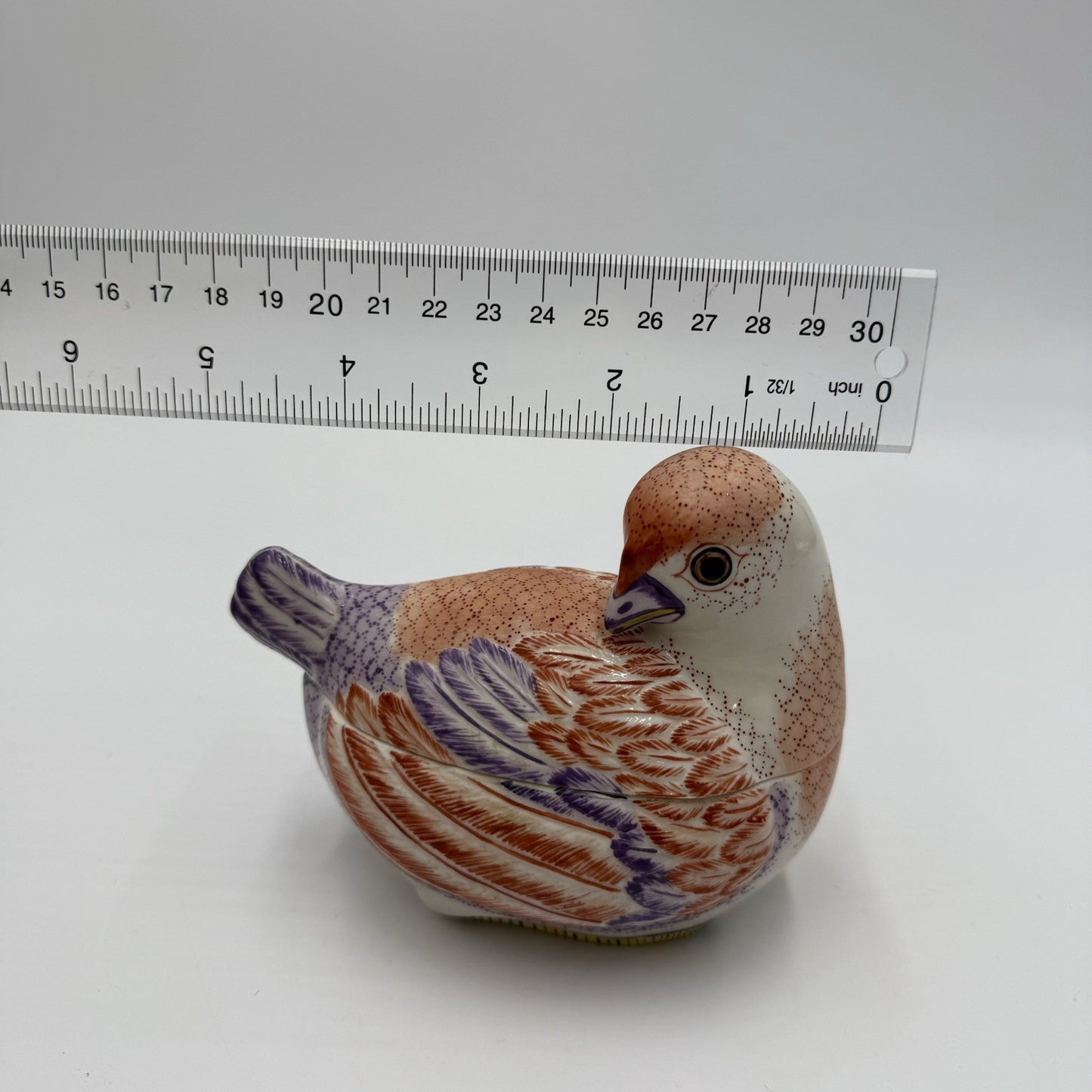 Mottahedeh House Nesting Quail Italy  Handpainted Trinket Box Porcelain Figurine