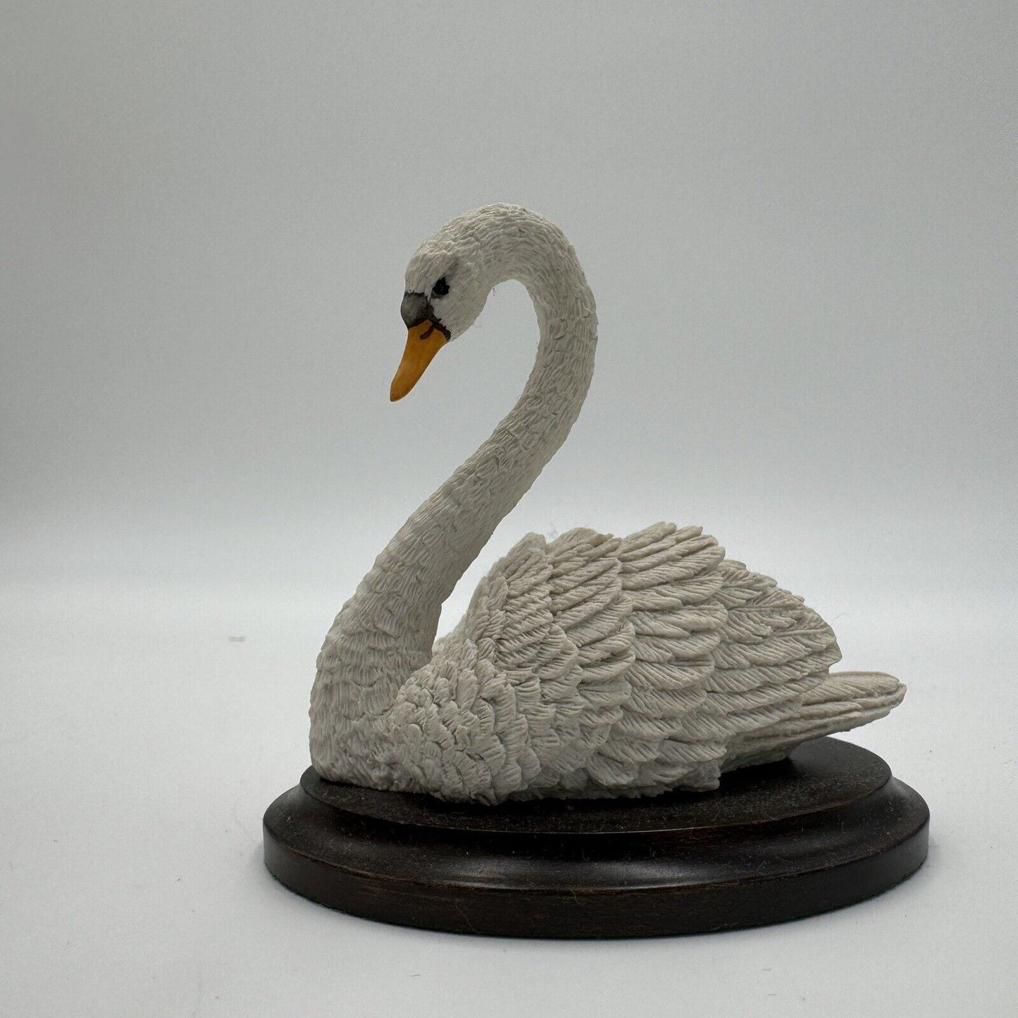 Country Artists For The Discerning Swan Mini Figurine Wood Base Painted England