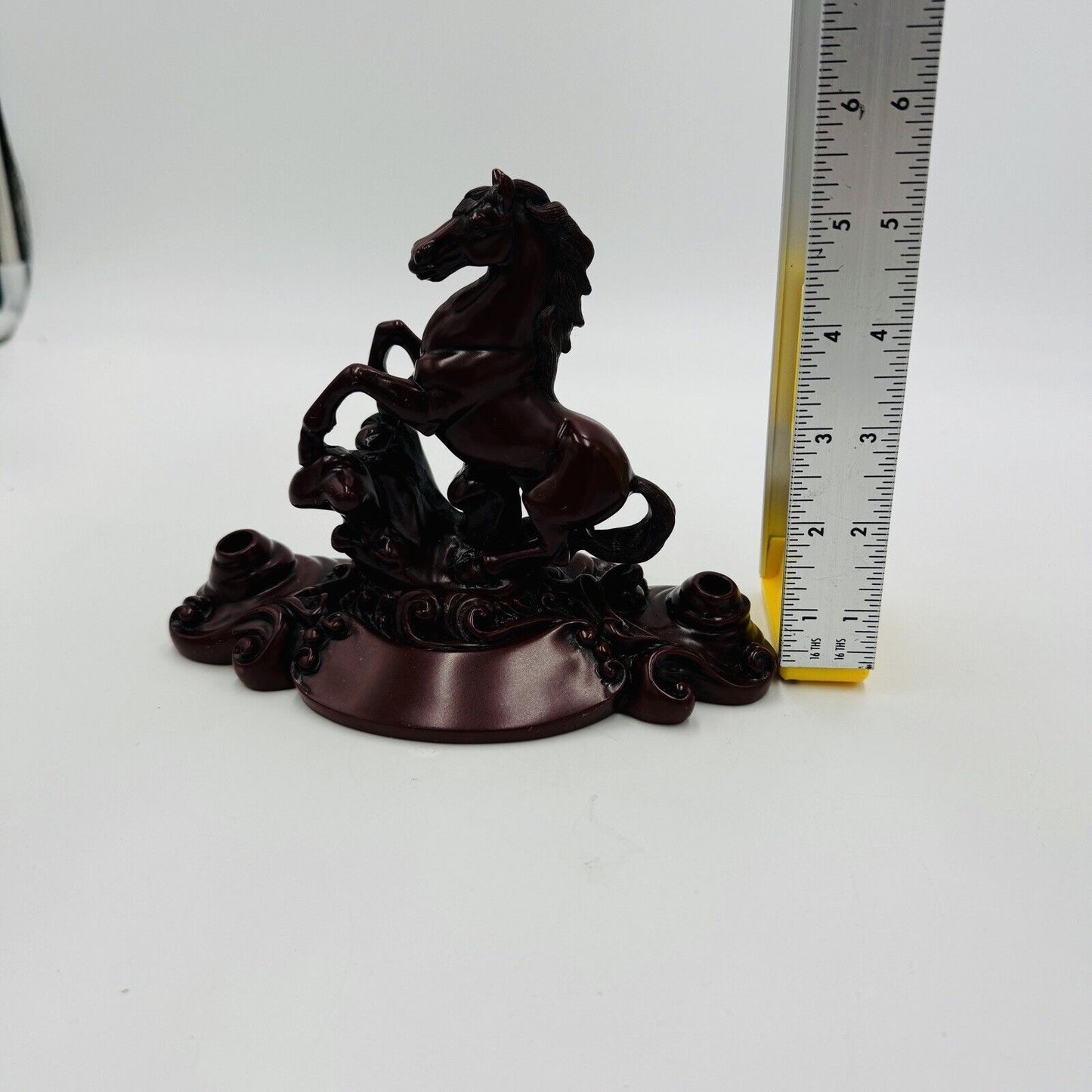 Chinese Red Resin Galloping Horse Pen Holders Desk Paperweight Vintage