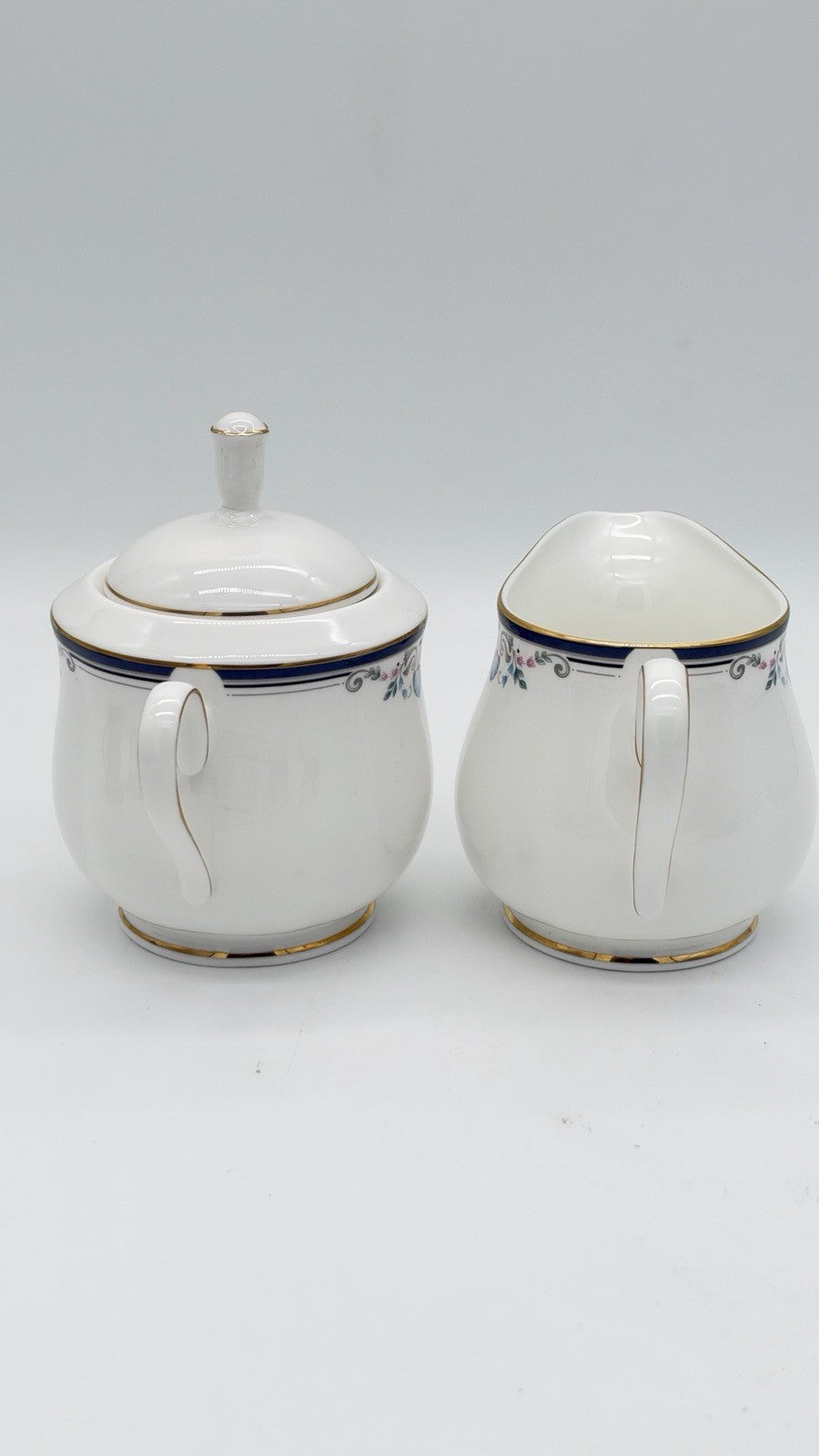 Rare Lenox porcelain USA Sabrina pattern sugar & creamer bowl set