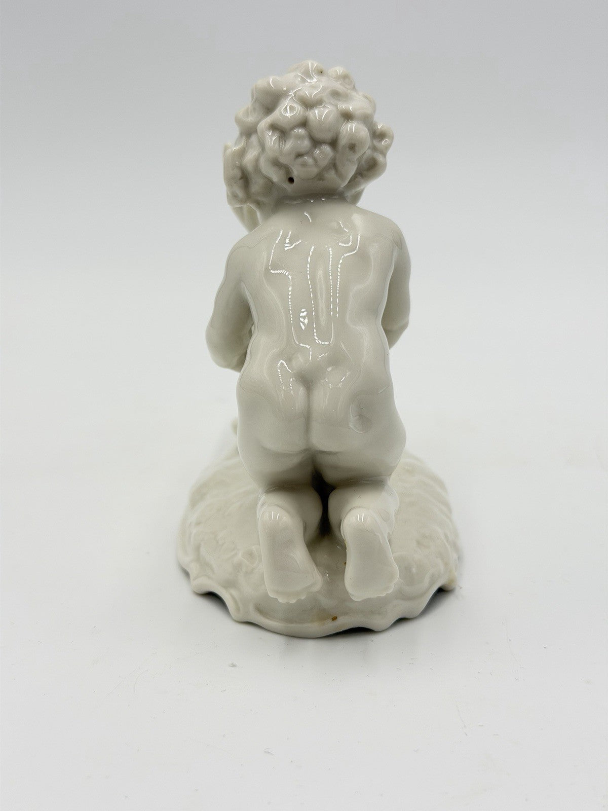 Hutschenreuther Kunstabteilung Putto w/Fawn German Porcelain Figurine Vtg 4”H