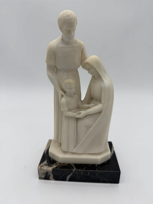 Vtg M.Angeli France PP Depose Holy Family Alabaster On Marble Base Sculpture 8”H