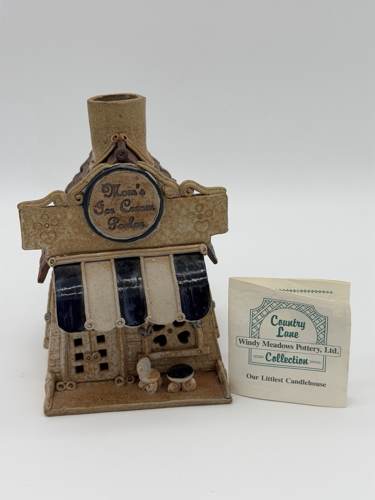 Windy Meadows Art Pottery Mom’s Ice Cream Parlor Cottage Candle Holder Vintage 7