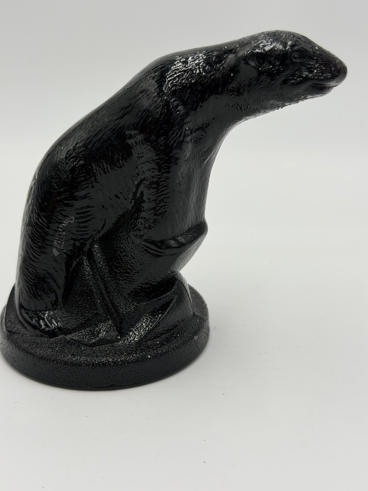 Vtg Summit Art Glass Company  Polar Bear Black Figurine 1972 Rare