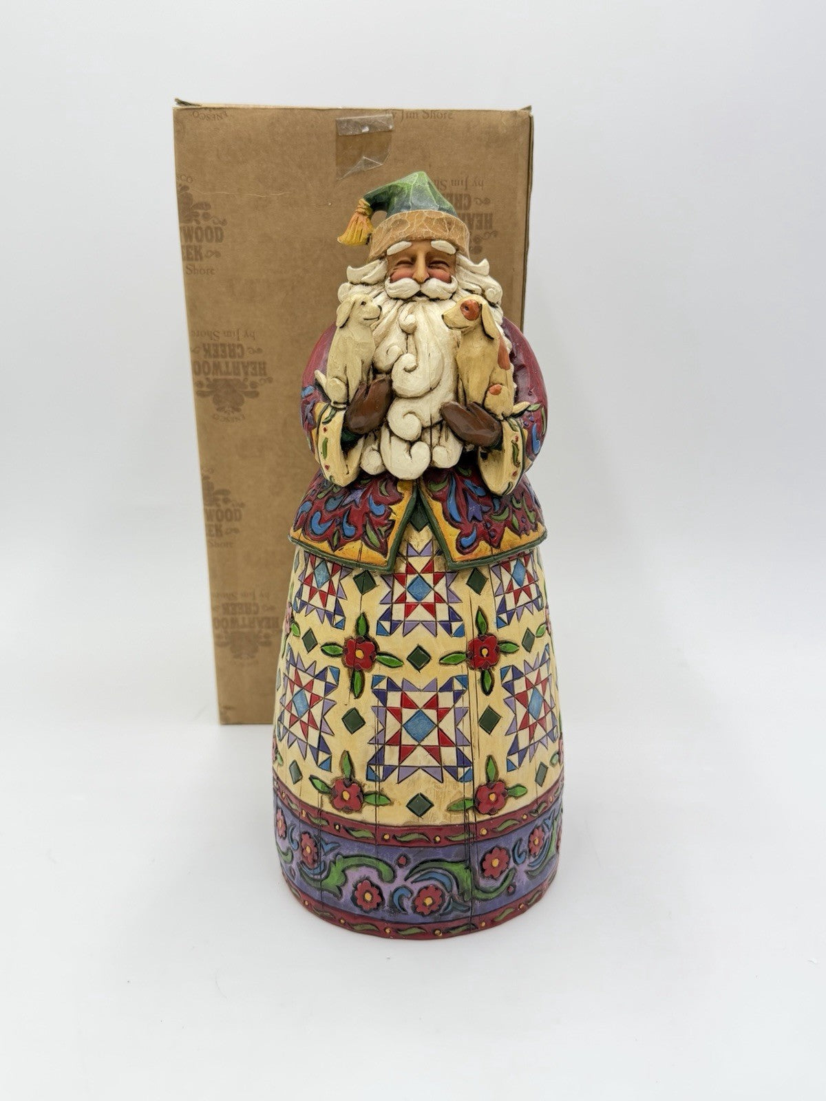 Jim Shore Santa Best Friend Dog & Cat Christmas Santa Figurine 10”H