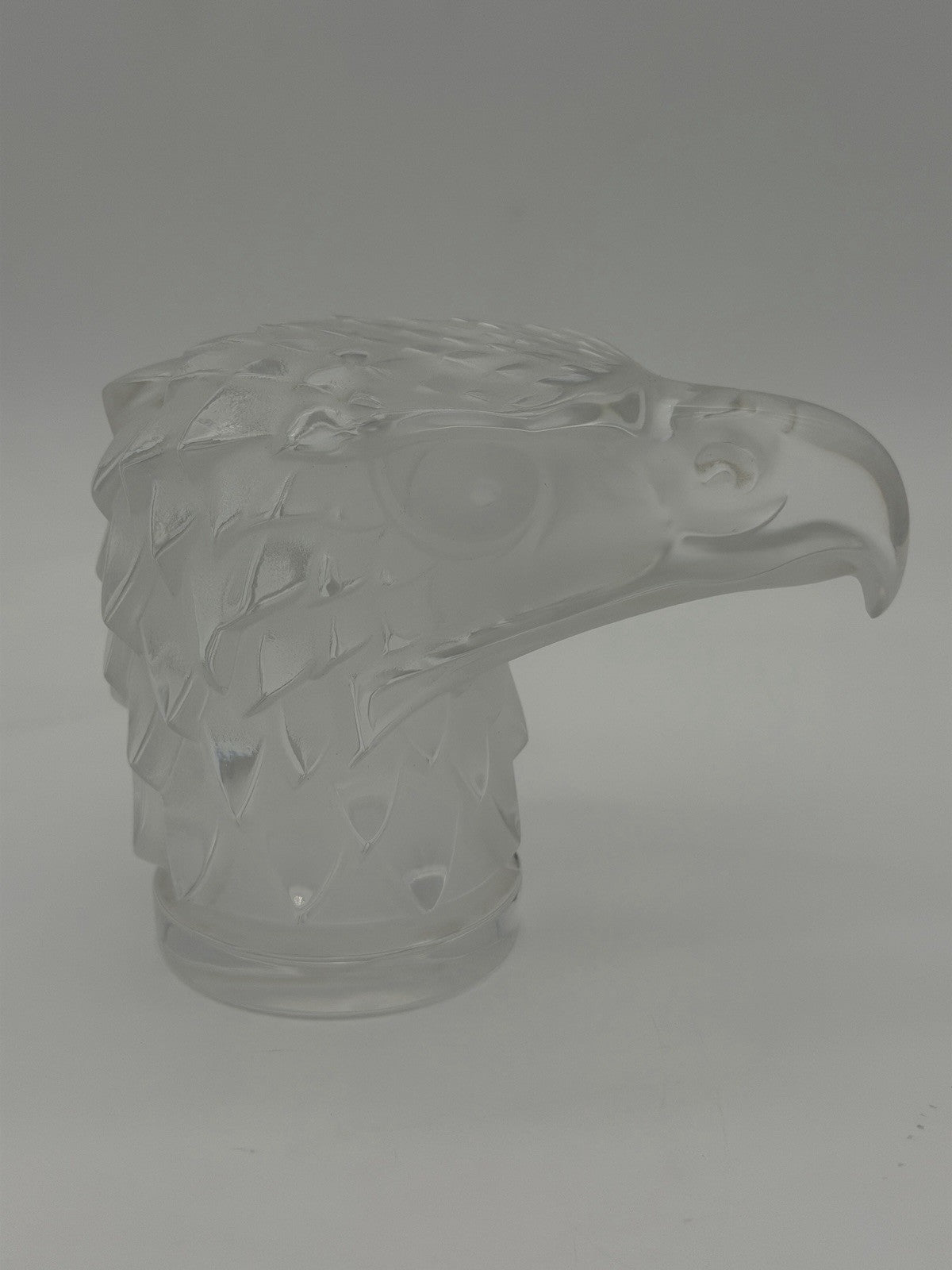 Lalique France Crystal Eagle Head Tête D’Aigle Figurine Signed Vtg Sculpture