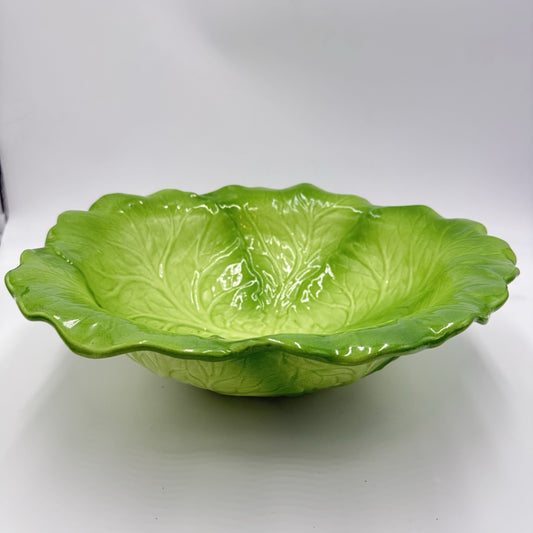 Metlox Manufacturing & Co USA Art Pottery Large Cabbage Ceramic Green Bowl 4”x15