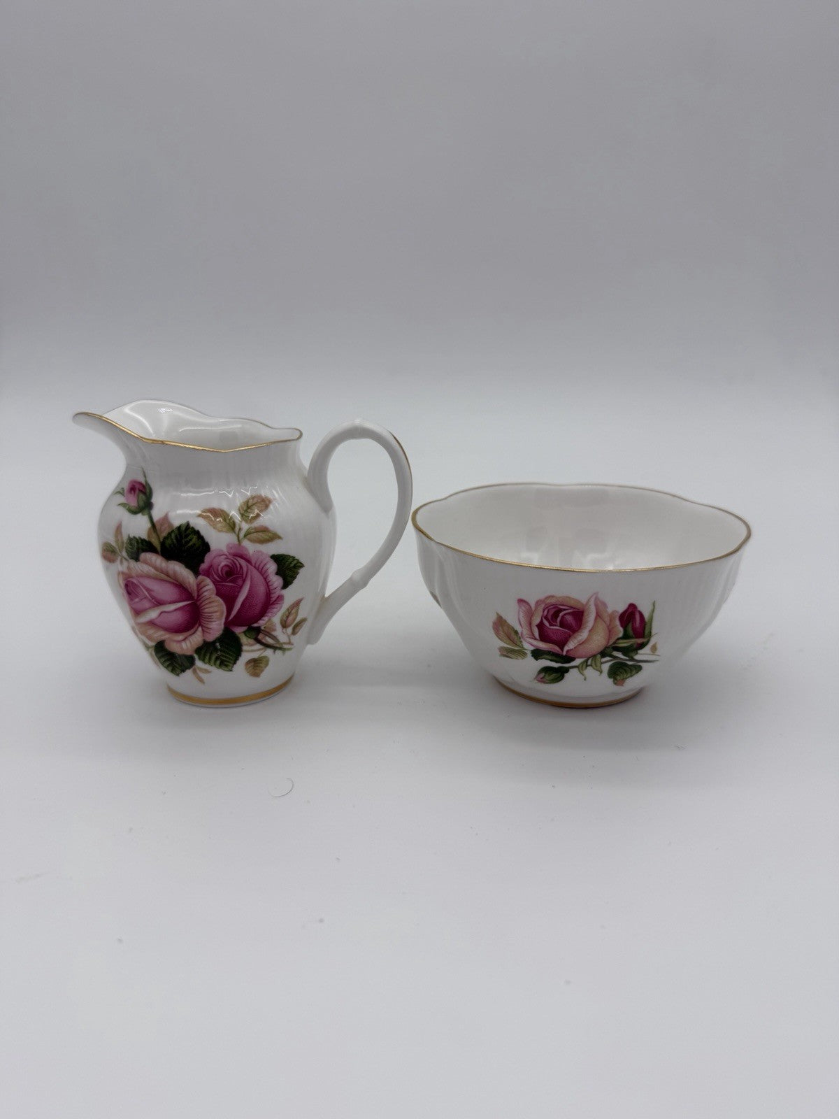 Royal Albert England Porcelain English Beauty Floral Rose Creamer & Sugar Bowl