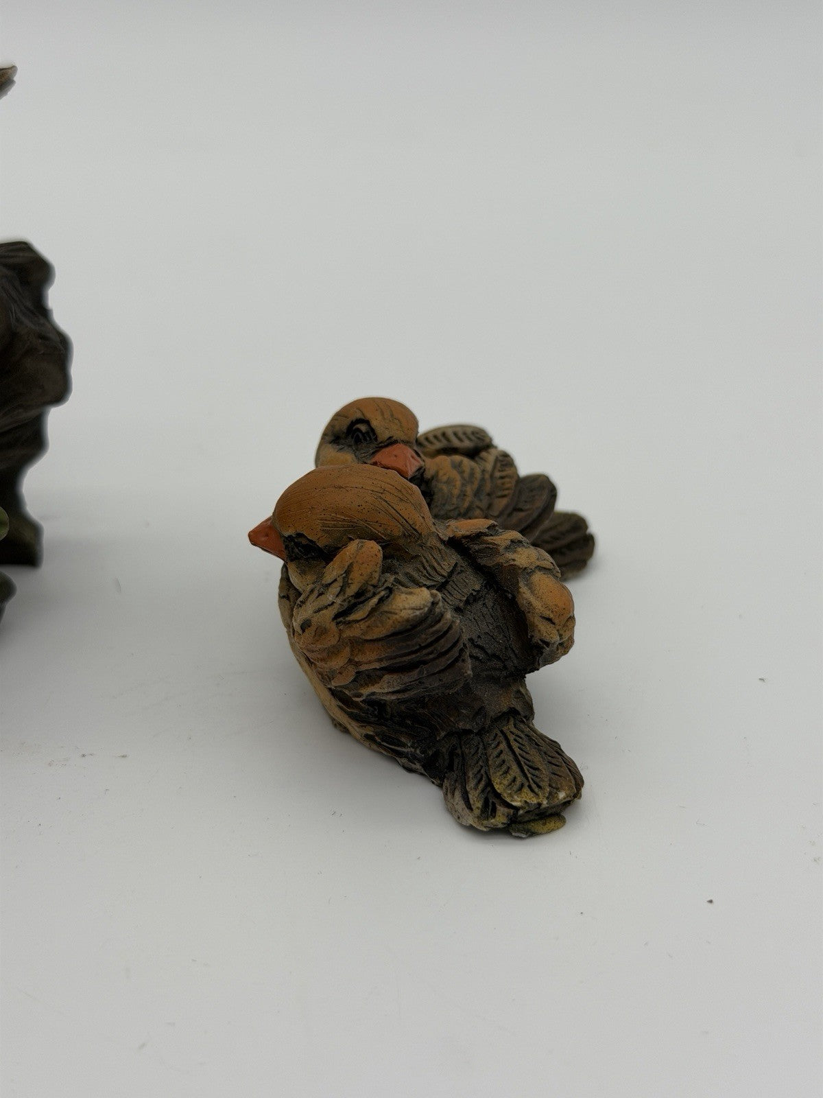 Faro A. Lucchesi Sparrow Figurine Italy Hand Painted Resin Bird 2.5" Set of 2