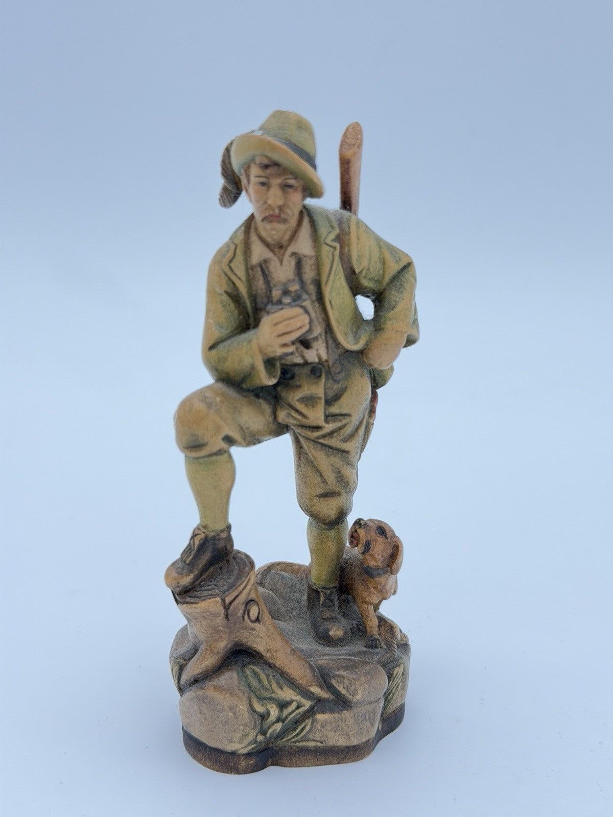 Vintage Folk Art Dolfi Italy Hand Carved Wood Figurine YAEGER DOLD 5”H