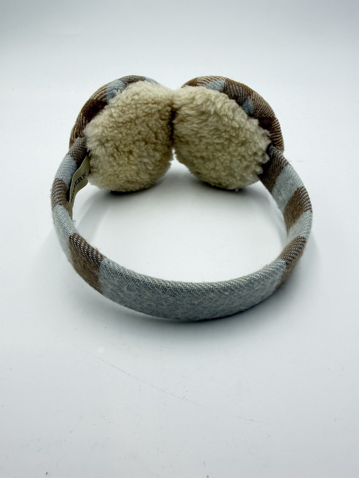 Burberry Earmuffs Cashmere Tan Classic Check Small Kids Light Blue London Englan