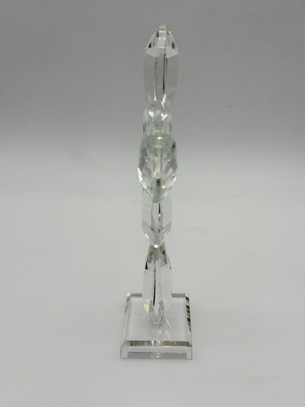 Oleg Cassini Diamond Cut Art Crystal Cross Bless This House Figurine Signed 8.5”
