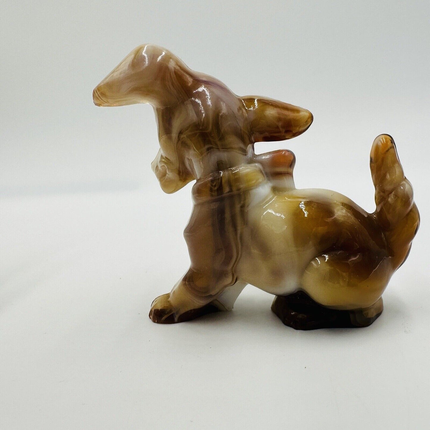 Imperial Art Glass Dog Figurine End O’day Glass Caramel Slag Collection Vintage