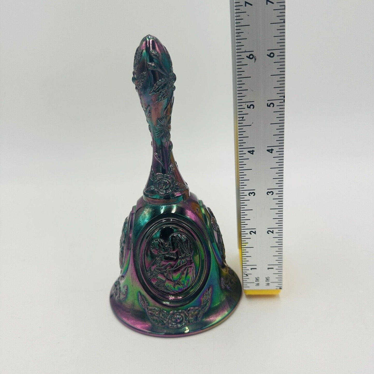 Fenton Bell Carnival Iridescent Madonna & Child 6.5in Vintage Large Art Glass