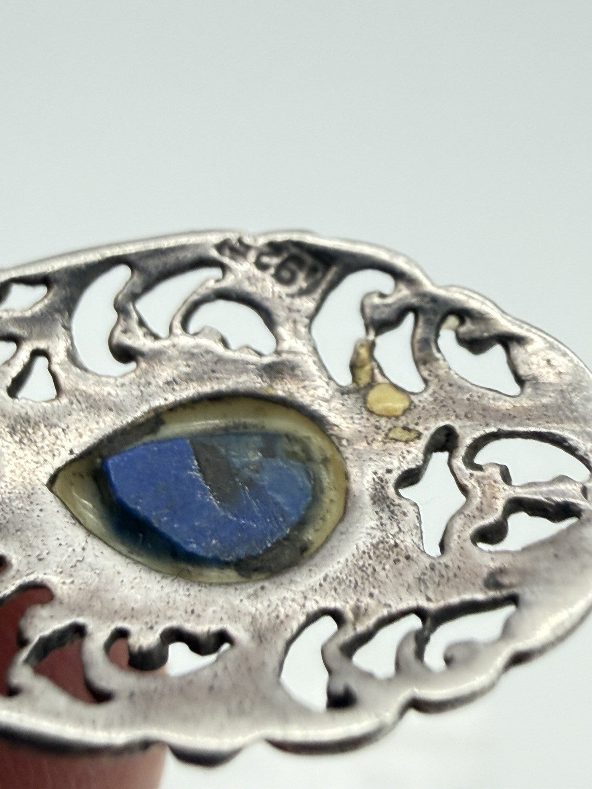 Sterling Silver Filigree with Blue Accent Stone Dangle Earrings