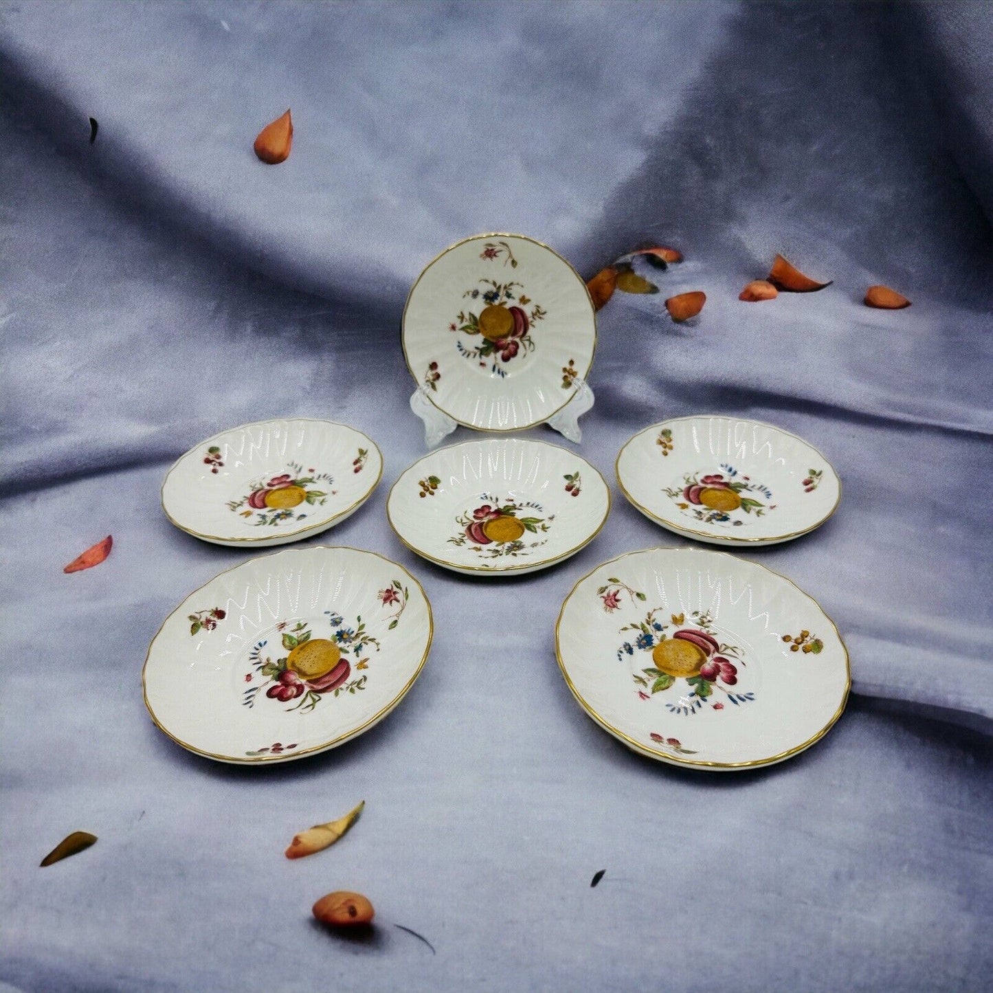 Royal Worcester Delecta Saucer Porcelain Z2819 Set Circa 1800 Lot 6 Piece Plates