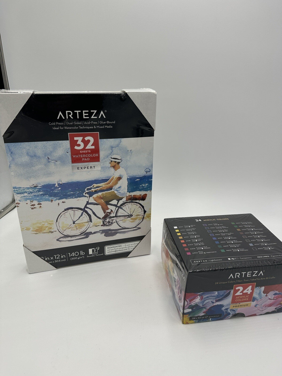 Arteza Acrylic Paint & Watercolor Pad 32 And 24 Colors Tubes 0.74 oz 22 ml Set
