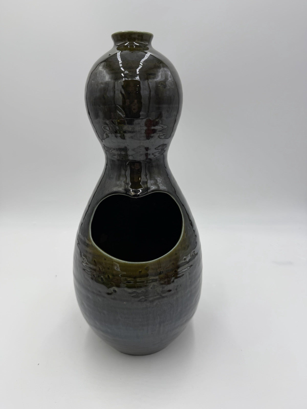 Large MCM Hyalyn RC-7 Gourd Vase 14" 1966 Ikebana Planter Green Olive