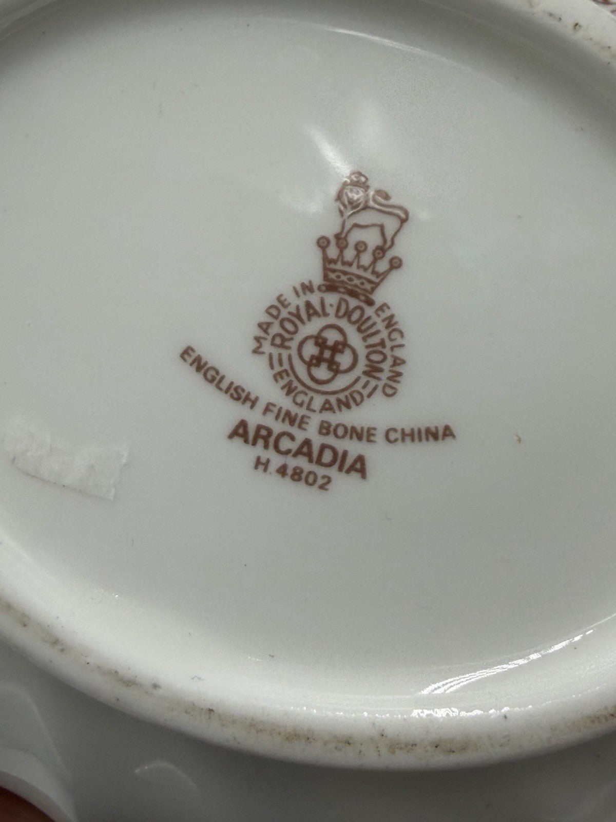 Royal Doulton England Porcelain Arcadia Sugar Bowl W/Lid H4802 Floral Vintage