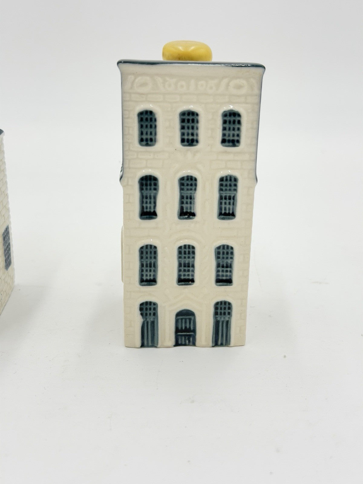 KLM Blue Delft Porcelain Empty Houses Decanters # 23 & 27 Figurines Netherlands