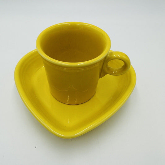 Fiestaware Coffee Mug Yellow Heart Shaped Ray & Yellow Serveware Vintage Dining