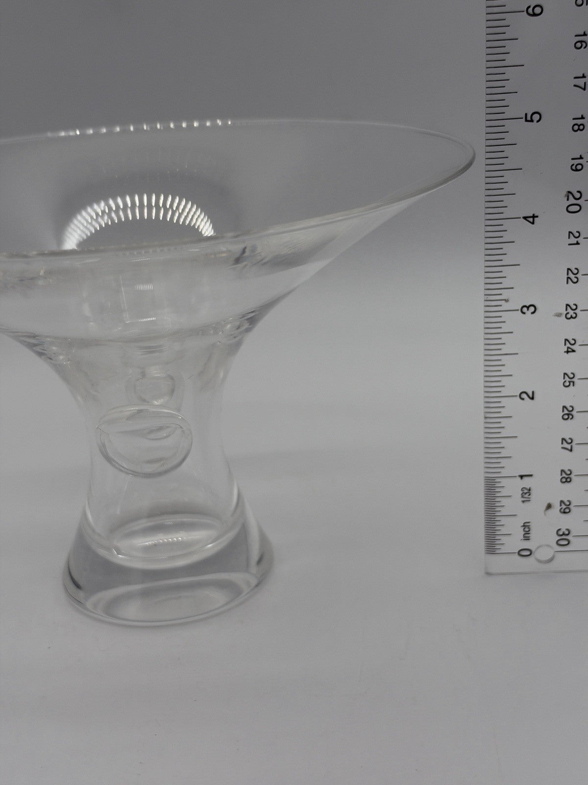 Steuben Signed Bouquet Trumpet Thumbprint Pinch Vase by George Thompson 7”x5”