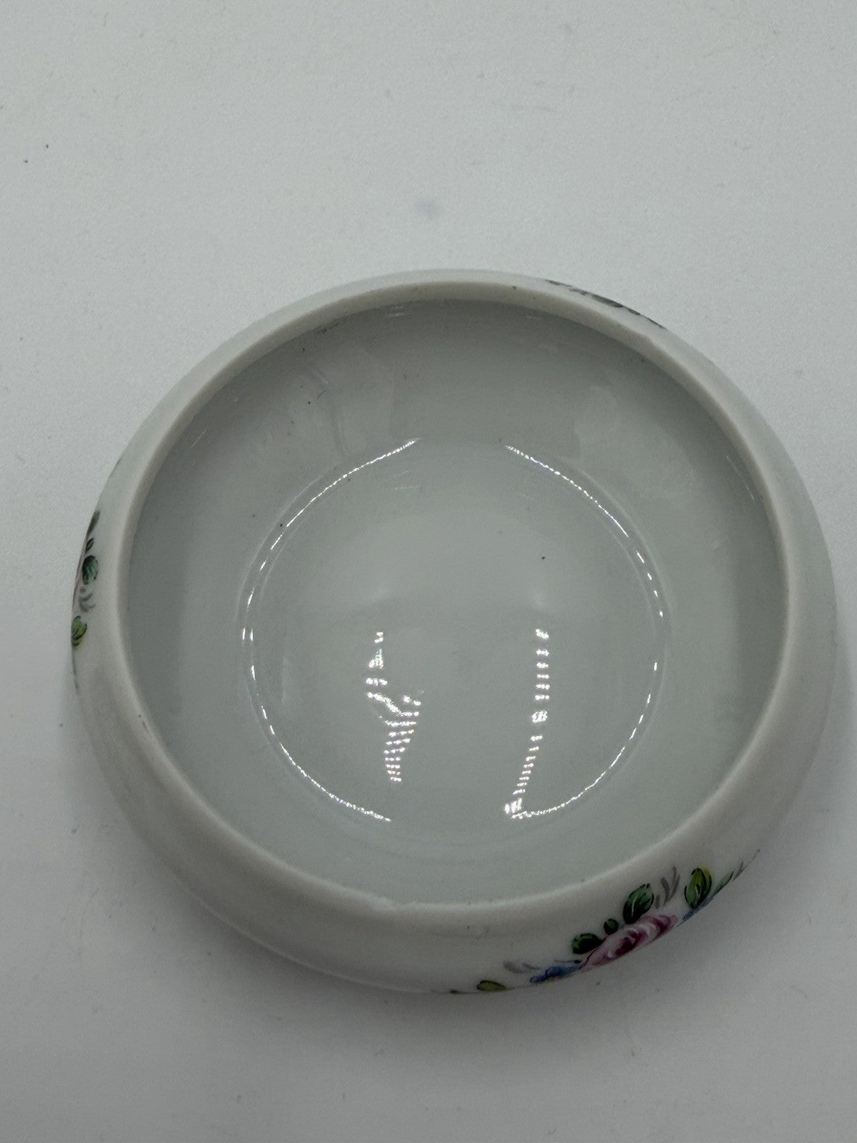 Vintage Imperia Limoges France Floral White/Blue 22K Gold Round Trinket Box