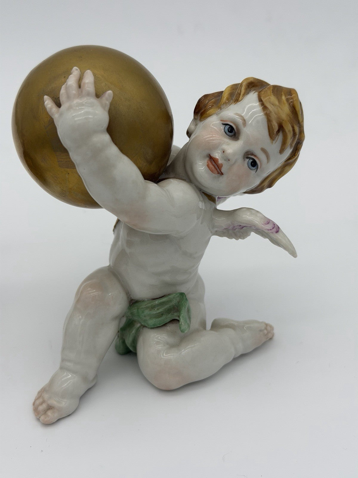 1940’s Algora Spain Porcelain Art Nouveau Playful Cherub Angels Figurines Gold