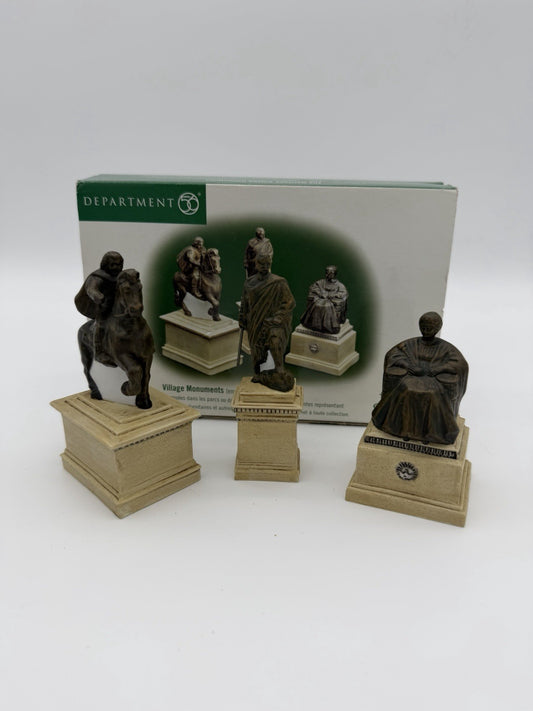 Department 56 Heritage Village Monument Set 3 Figurines Christmas Porcelain