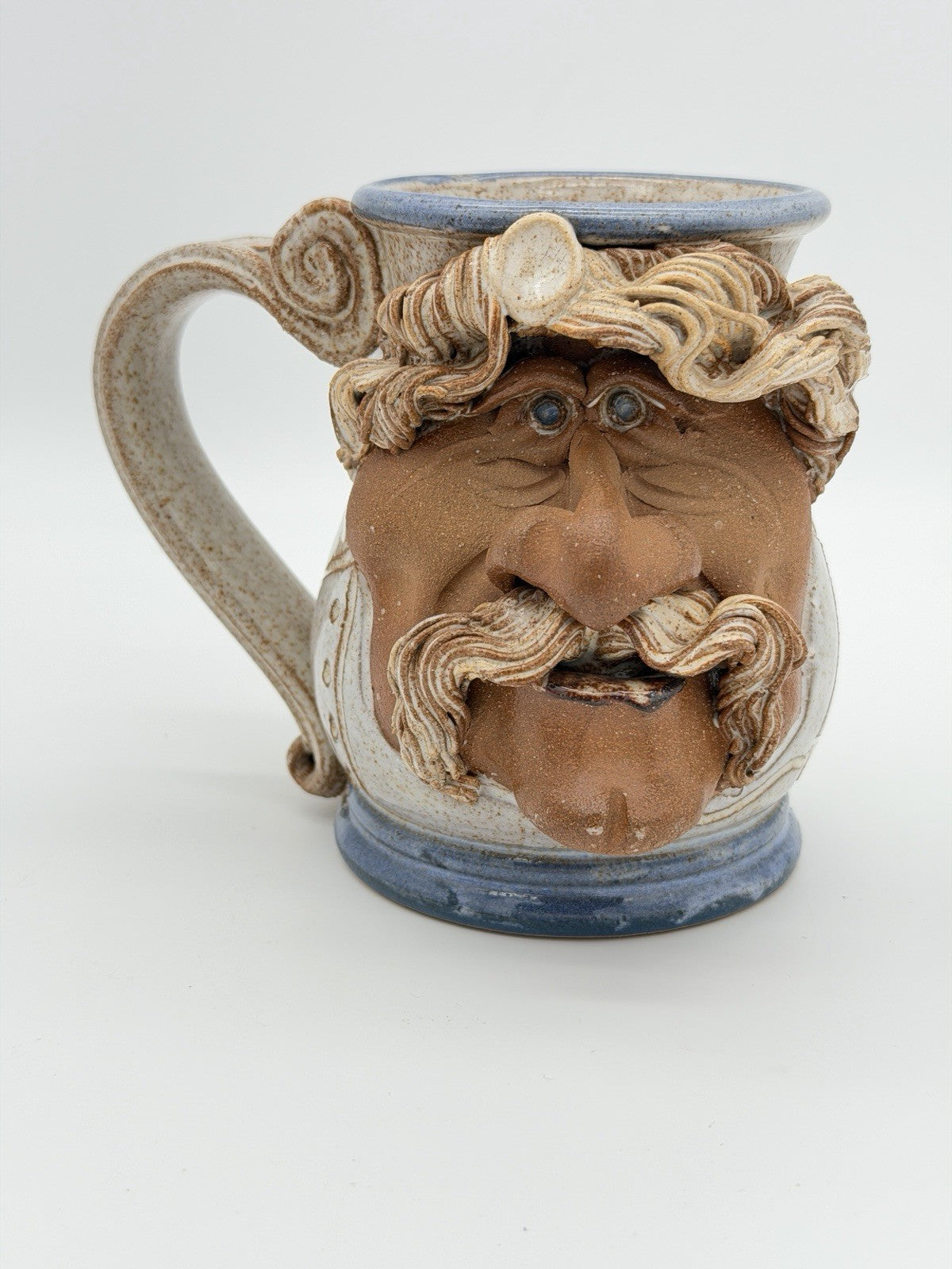 John Coiner Art Pottery Ugly Face/old Man Coffee Mug Folk Art Signed 1993 Large