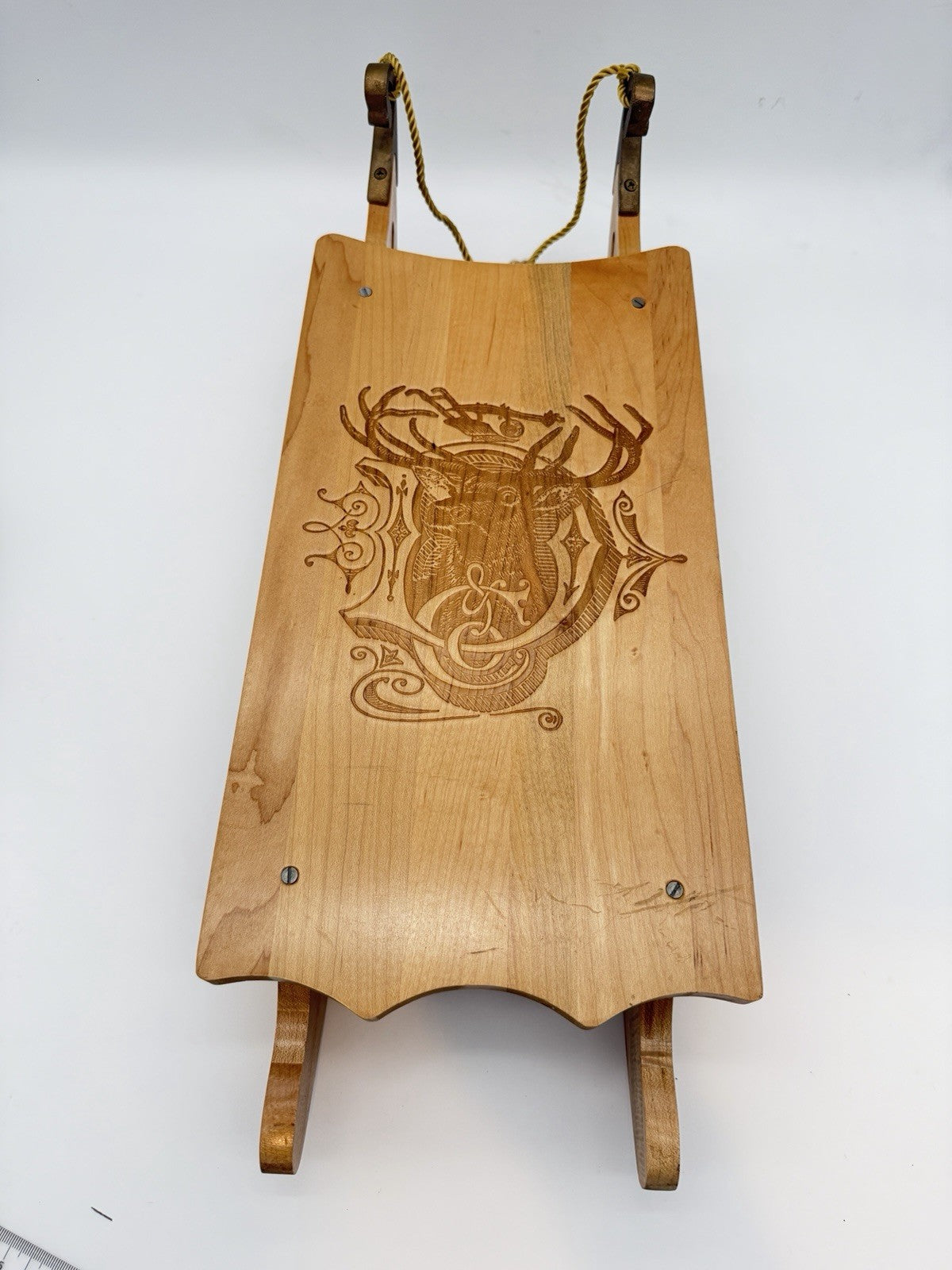 Rare John Deere Wall Decor Wood Carved christmas SLED 1880"S LOGO