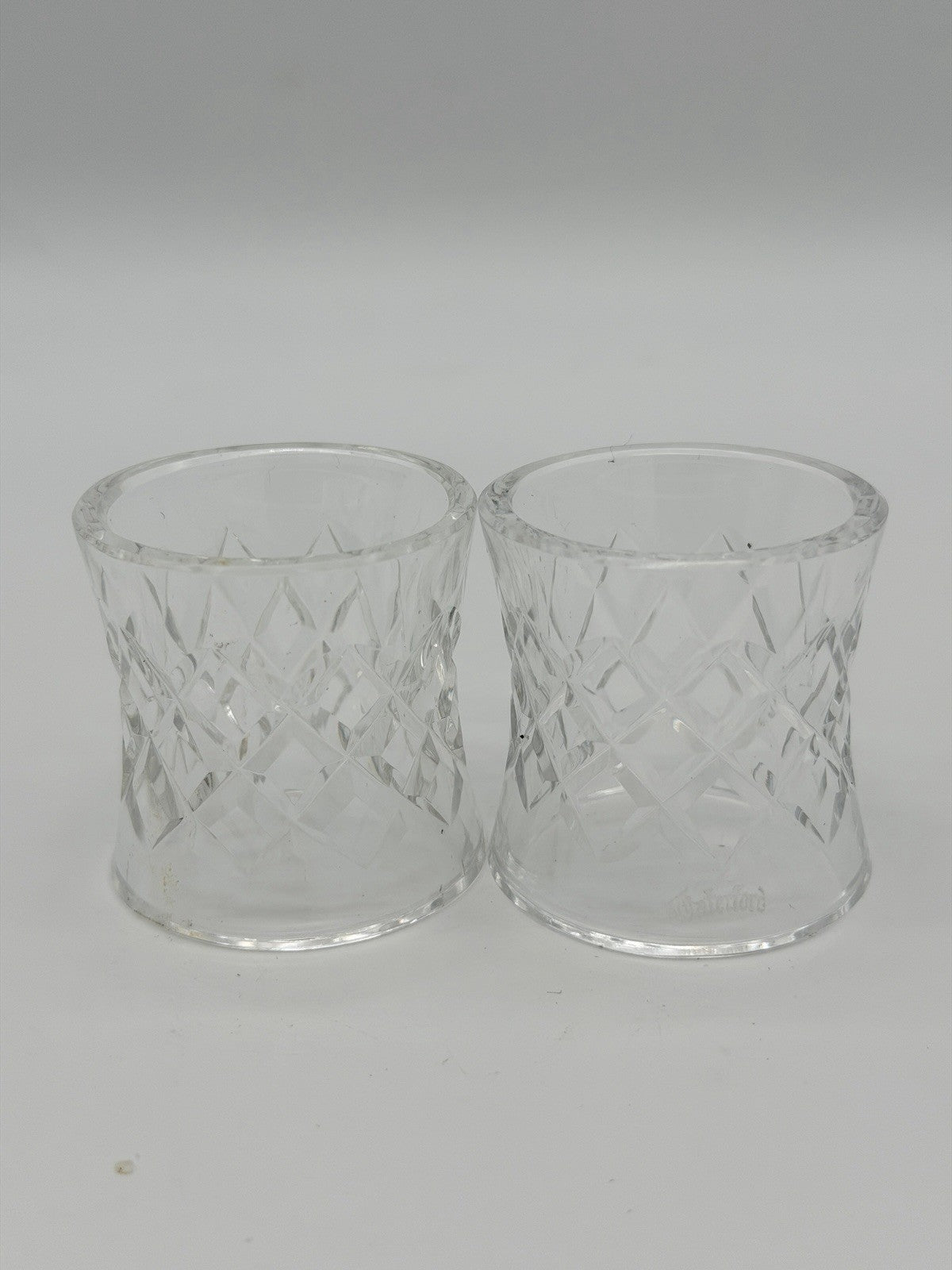 Waterford Ireland Crystal COMERAG DIAMOND CUT NAPKIN RINGS HOLDERS Set of 2