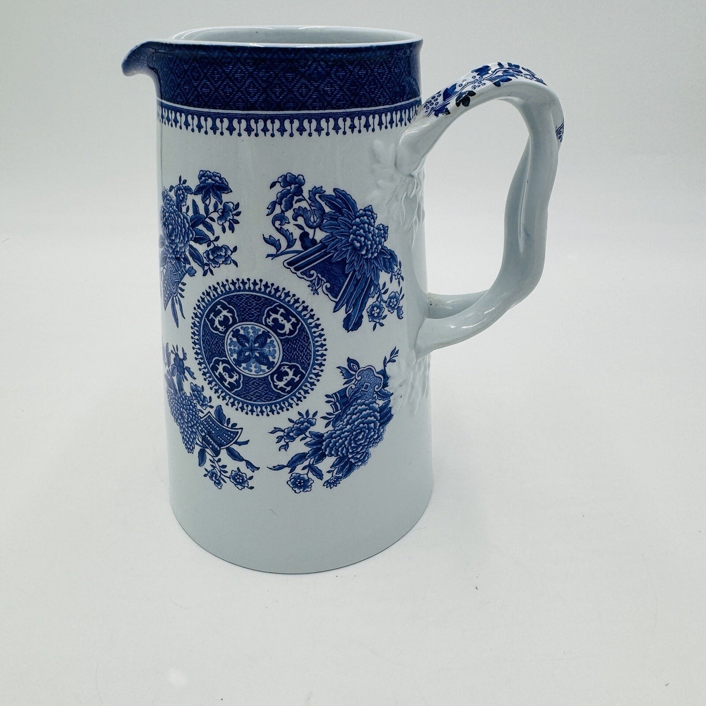 Spode Copeland Fitzhugh Blue Pitcher Milk Jug England Fine Stone 6 1/2in
