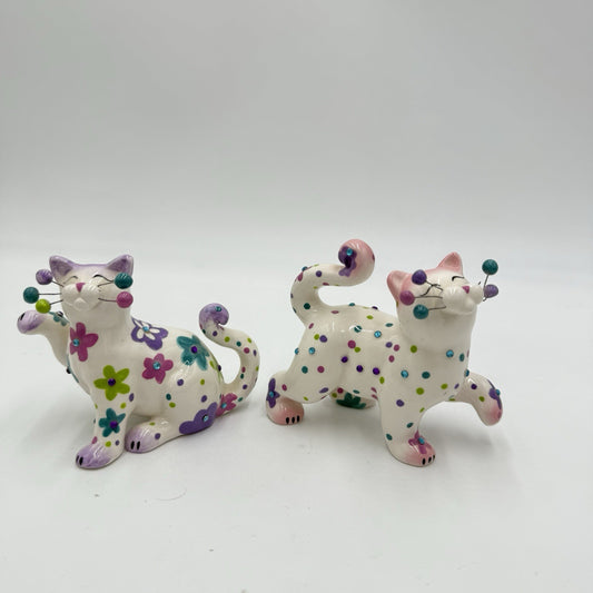 Lacombe willitts designs ceramic cats figurines vintage 2005 3.2” Painted