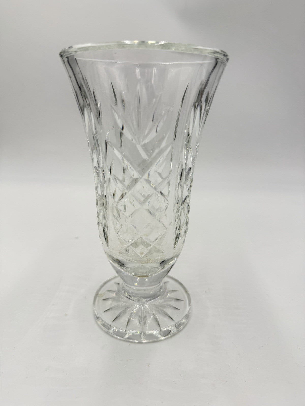 Waterford Ireland Lead Cut Crystal Ashbourne Pattern Footed Vase 6.5in
