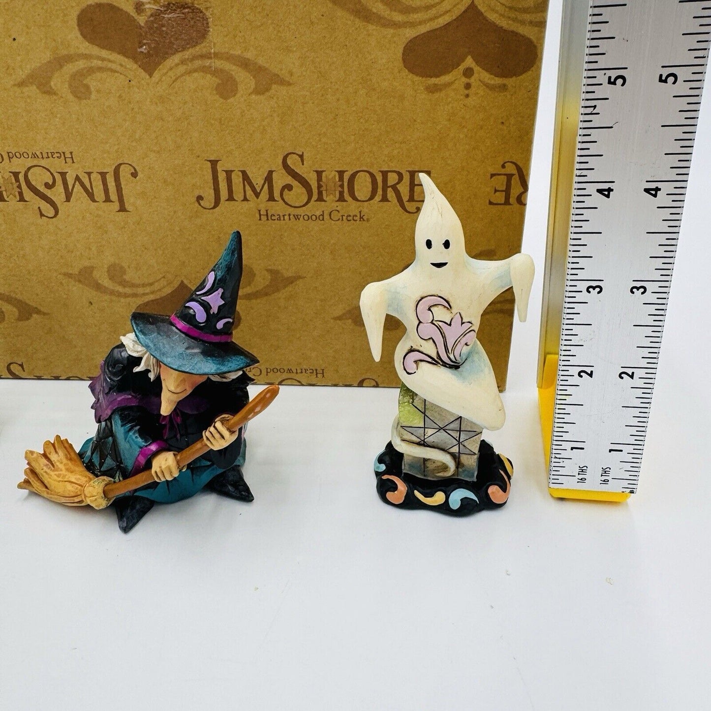 Jim Shore Halloween Wicked Salem Witch Black Cat Ghost Lot 4” Figurines