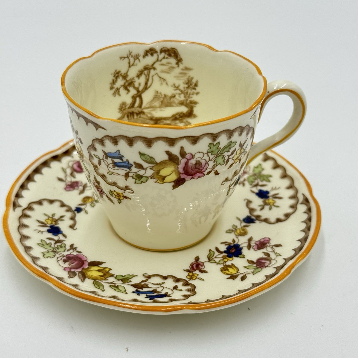 Royal Doulton England The Beaufort Demitasse 1930 Tea Cup & Saucer Porcelain