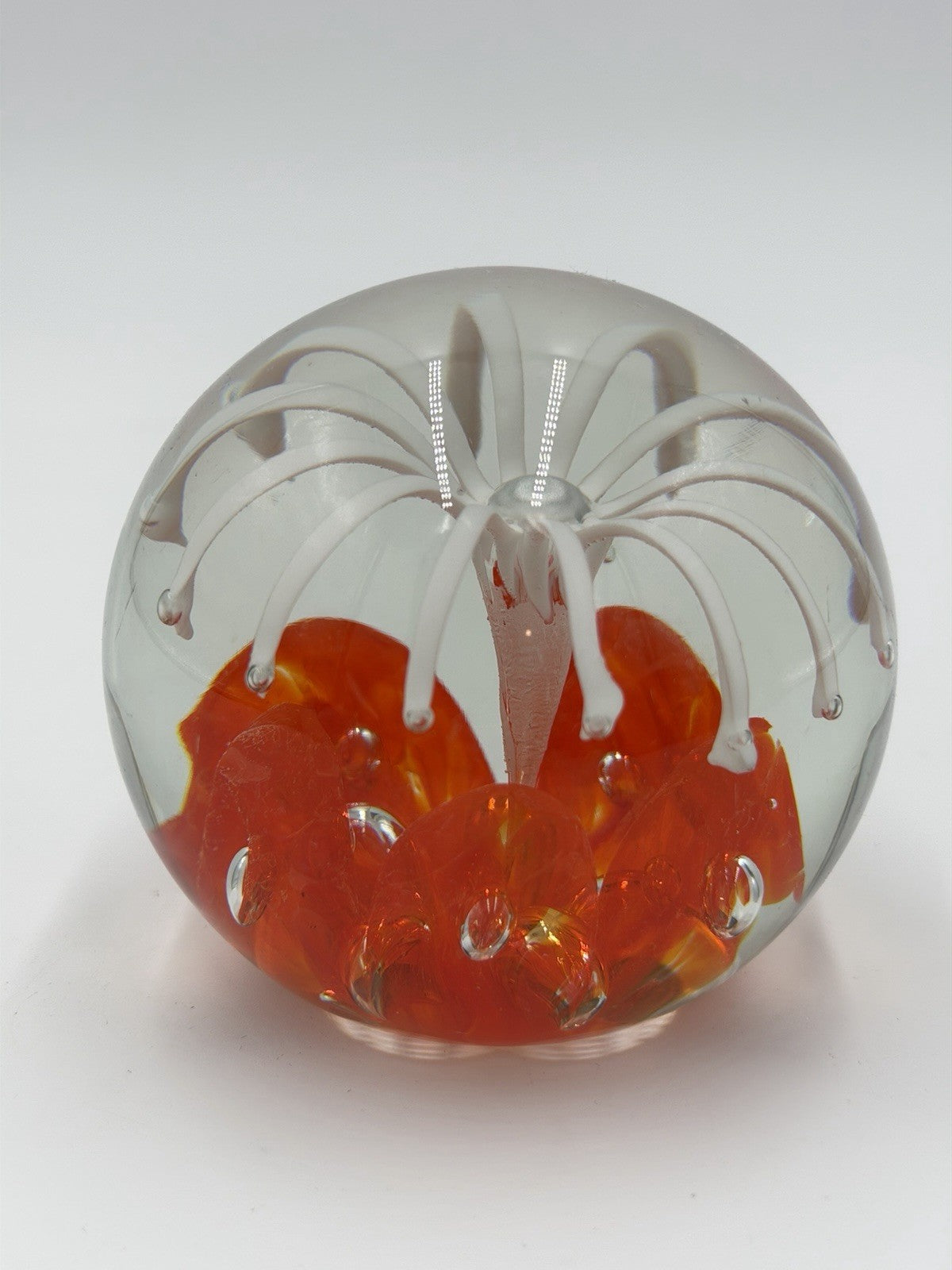 Vintage Joe Zimmerman Art Glass Paperweight Signed Floral Studio Designed 3”H