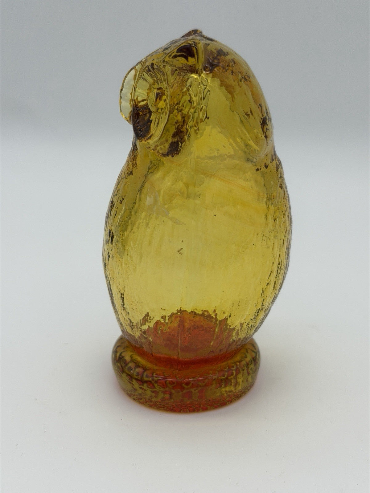 Pilgrim Art Glass Amberina/amber Owl Figurine Vintage 5”H Hand Blown Glass