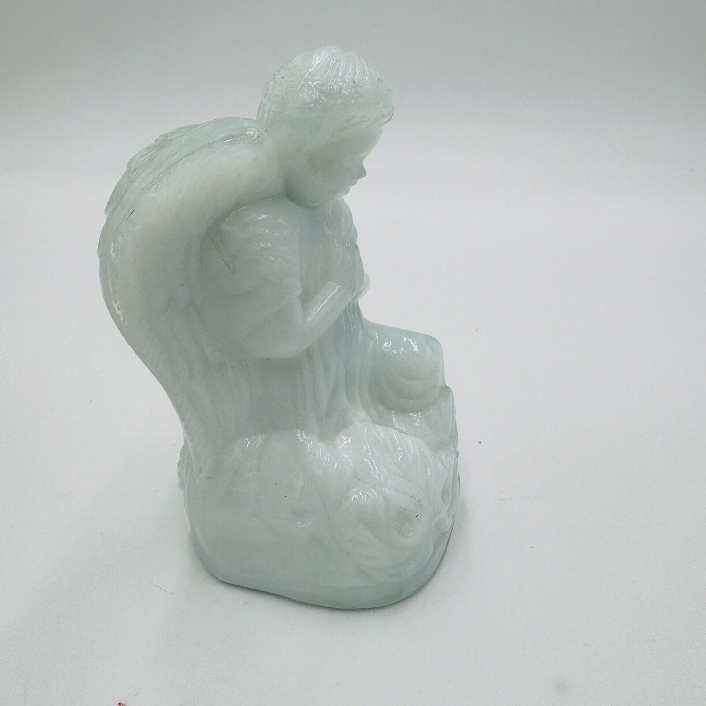 Boyd Art Glass Angel White Blue Clear Pressed Glass Figurine B Vintage